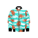 Octopuses sea wave background Kids' Boys' Girls' Bomber Jacket