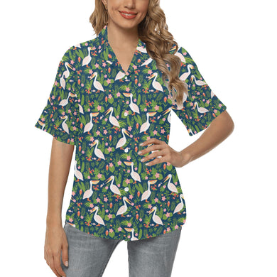 Pelican Pattern Print Design 05 Women's All Over Print Hawaiian Shirt