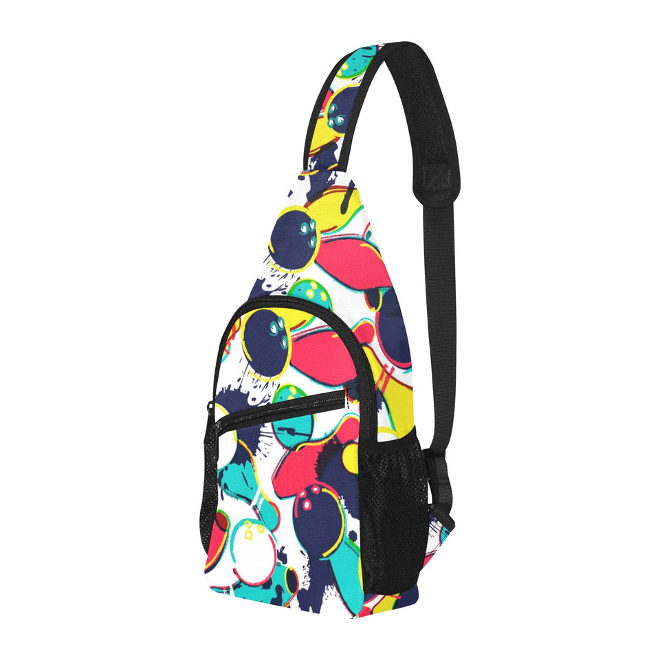 watercolor bowling ball pins All Over Print Chest Bag