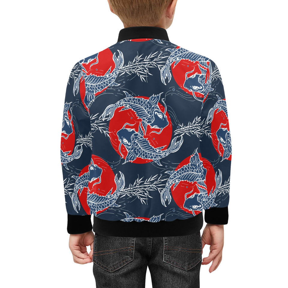 Koi Fish Carp Fishs hand drawn japanese art Kids' Boys' Girls' Bomber Jacket