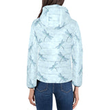 Dragonfly pattern blue background Women's Padded Hooded Jacket