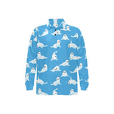 Cute sea lion seal pattern background Men's Long Sleeve Polo Shirt