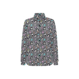 Ostrich Pattern Print Design 01 Women's Long Sleeve Polo Shirt