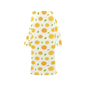 oranges leaves pattern Blanket Robe with Sleeves