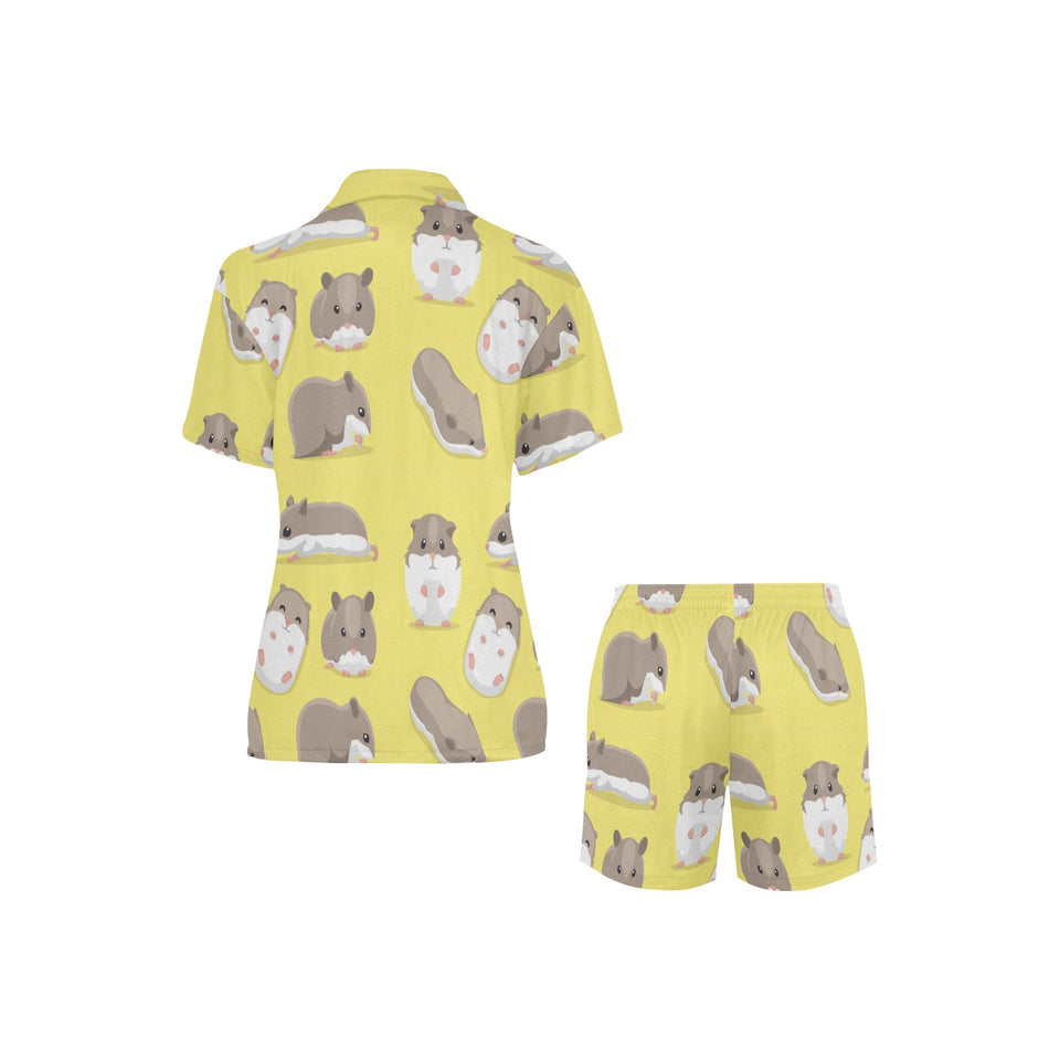Cute Hamster pattern Women's V-Neck Short Pajama Set