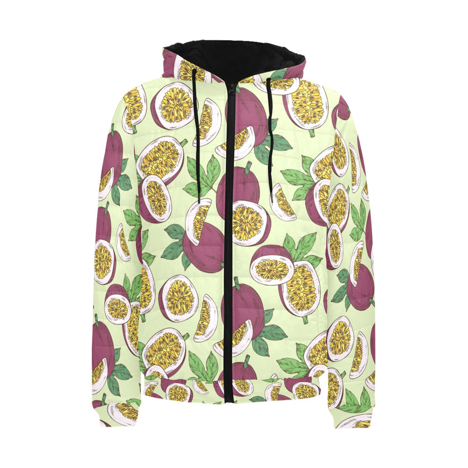 Paassion fruit pattern Men's Padded Hooded Jacket