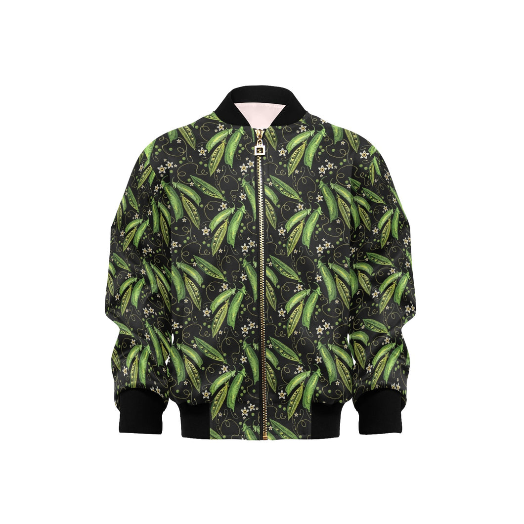 Green Peas Pattern Print Design 02 Kids' Boys' Girls' Bomber Jacket
