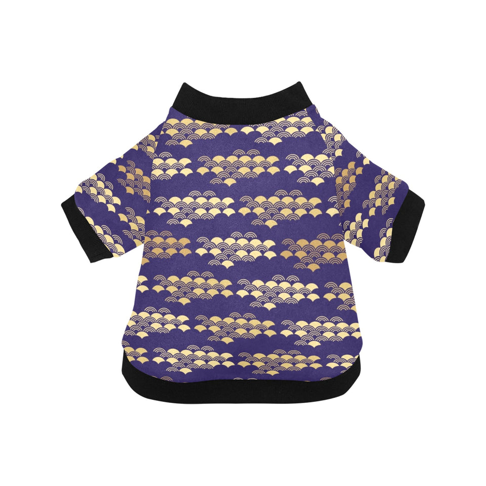 Beautiful japanese fan pattern All Over Print Pet Dog Round Neck Fuzzy Shirt