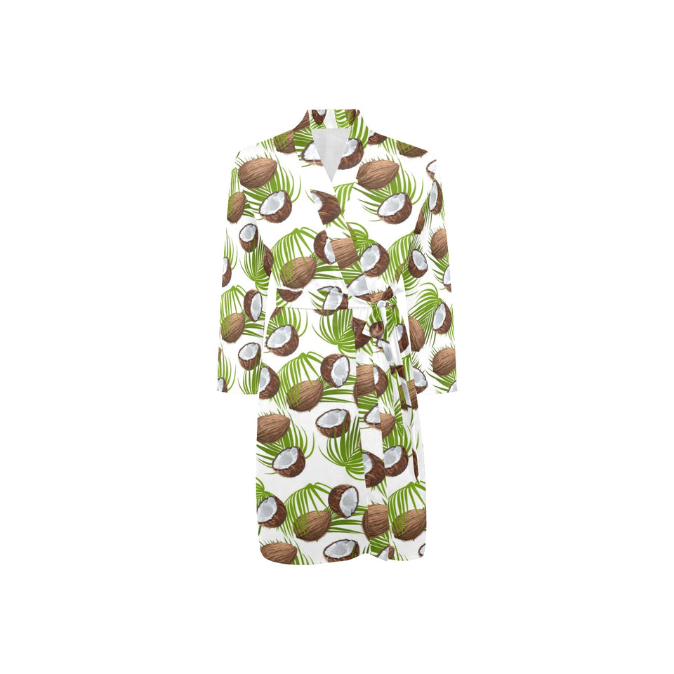 Coconut Pattern Print Design 04 Men's Long Sleeve Belted Night Robe