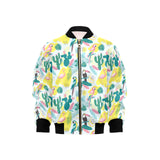 Cute parrot toucan flamingo cactus exotic leaves p Kids' Boys' Girls' Bomber Jacket