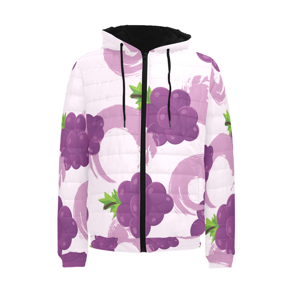 Cute Grape pattern Men's Padded Hooded Jacket