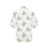 Cute Rhino pattern background Women's All Over Print Hawaiian Shirt
