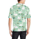 White swan lake pattern Men's All Over Print Polo Shirt