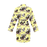 Ostrich Pattern Print Design 04 Women's Long Sleeve Belted Night Robe