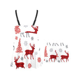 Deer tree snowflakes chrismas pattern Chest Sexy Pleated Two Piece Swim Dress