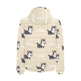 Cute Siberian Husky Men's Padded Hooded Jacket