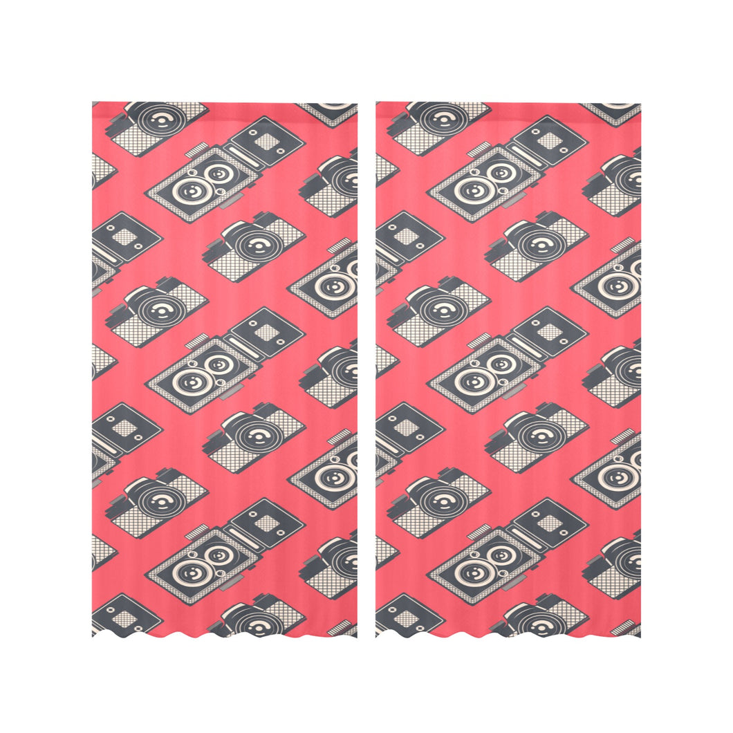 Camera Pattern Print Design 05 Gauze Curtain