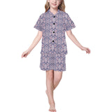 Indian Batik Style pattern Kids' Boys' Girls' V-Neck Short Pajama Set