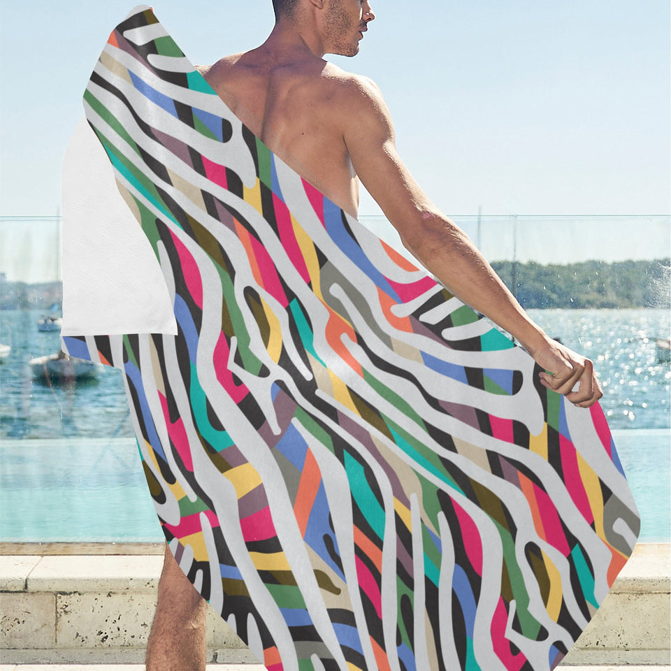 Colorful zebra skin pattern Beach Towel