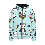 Cute baby panda pattern Men's Padded Hooded Jacket