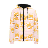 Cute shiba inu dog pattern Men's Padded Hooded Jacket
