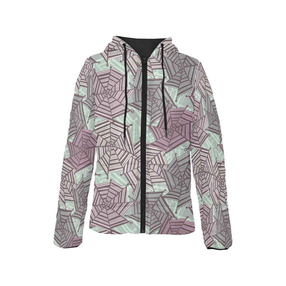 Spider web cobweb design color pattern Women's Padded Hooded Jacket