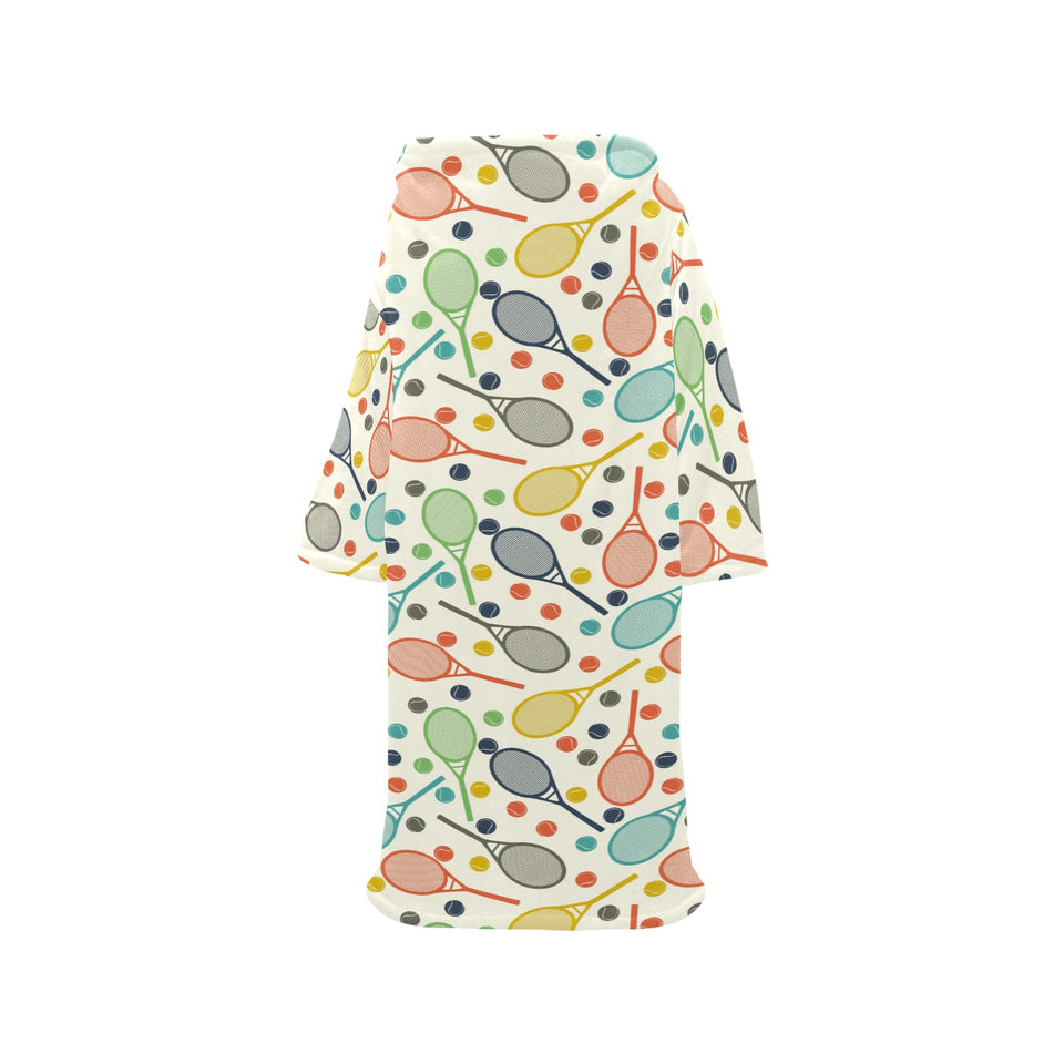 Tennis Pattern Print Design 03 Blanket Robe with Sleeves