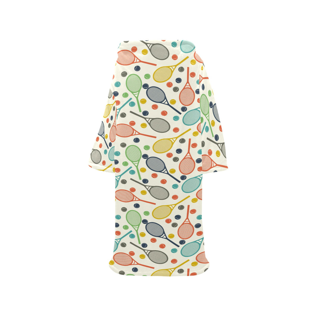 Tennis Pattern Print Design 03 Blanket Robe with Sleeves