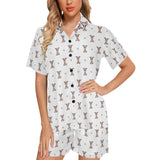 Greyhound Pattern Print Design 05 Women's V-Neck Short Pajama Set