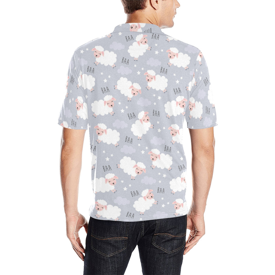 Sweet dreams sheep pattern Men's All Over Print Polo Shirt