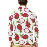 dragon fruits white background Men's Long Sleeve Polo Shirt