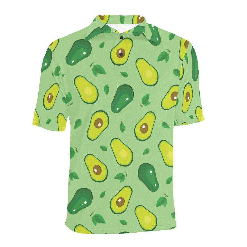 Avocado pattern green background Men's All Over Print Polo Shirt