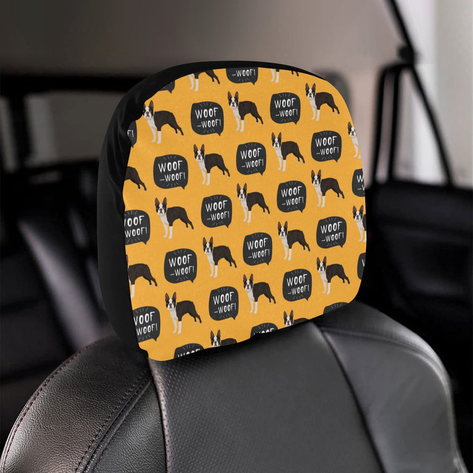 Boston terrier design pattern Car Headrest Cover