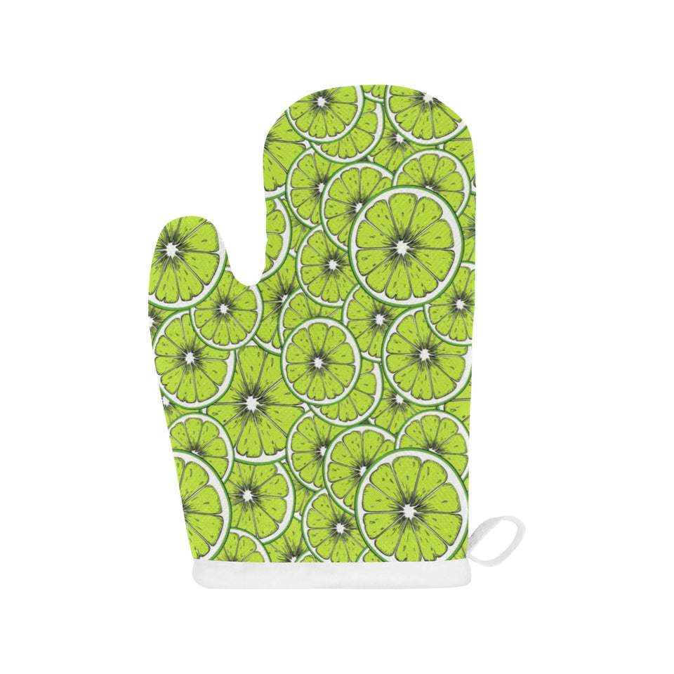 Slices of Lime design pattern Heat Resistant Oven Mitts
