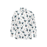Swallow Pattern Print Design 04 Men's Long Sleeve Polo Shirt