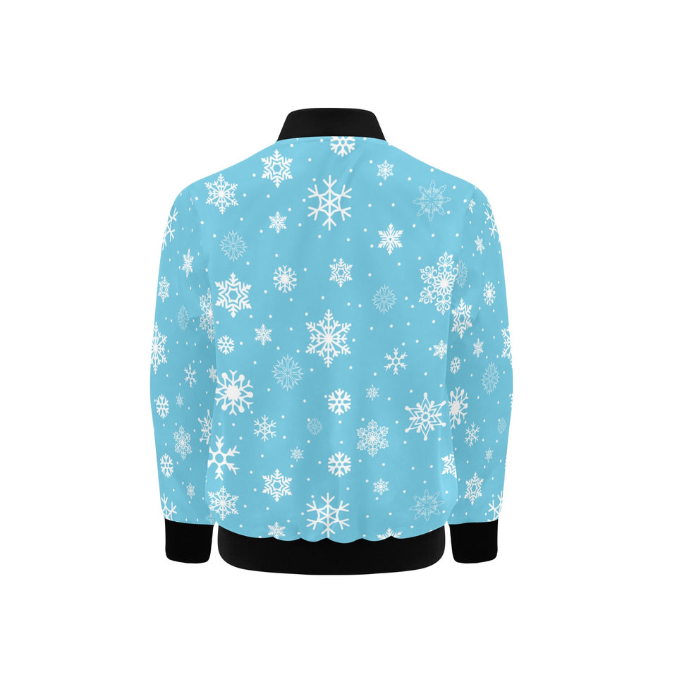 Snowflake pattern blue background Kids' Boys' Girls' Bomber Jacket