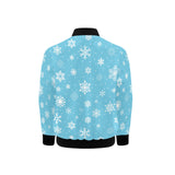 Snowflake pattern blue background Kids' Boys' Girls' Bomber Jacket