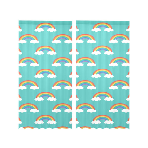 Rainbow pattern green background Gauze Curtain