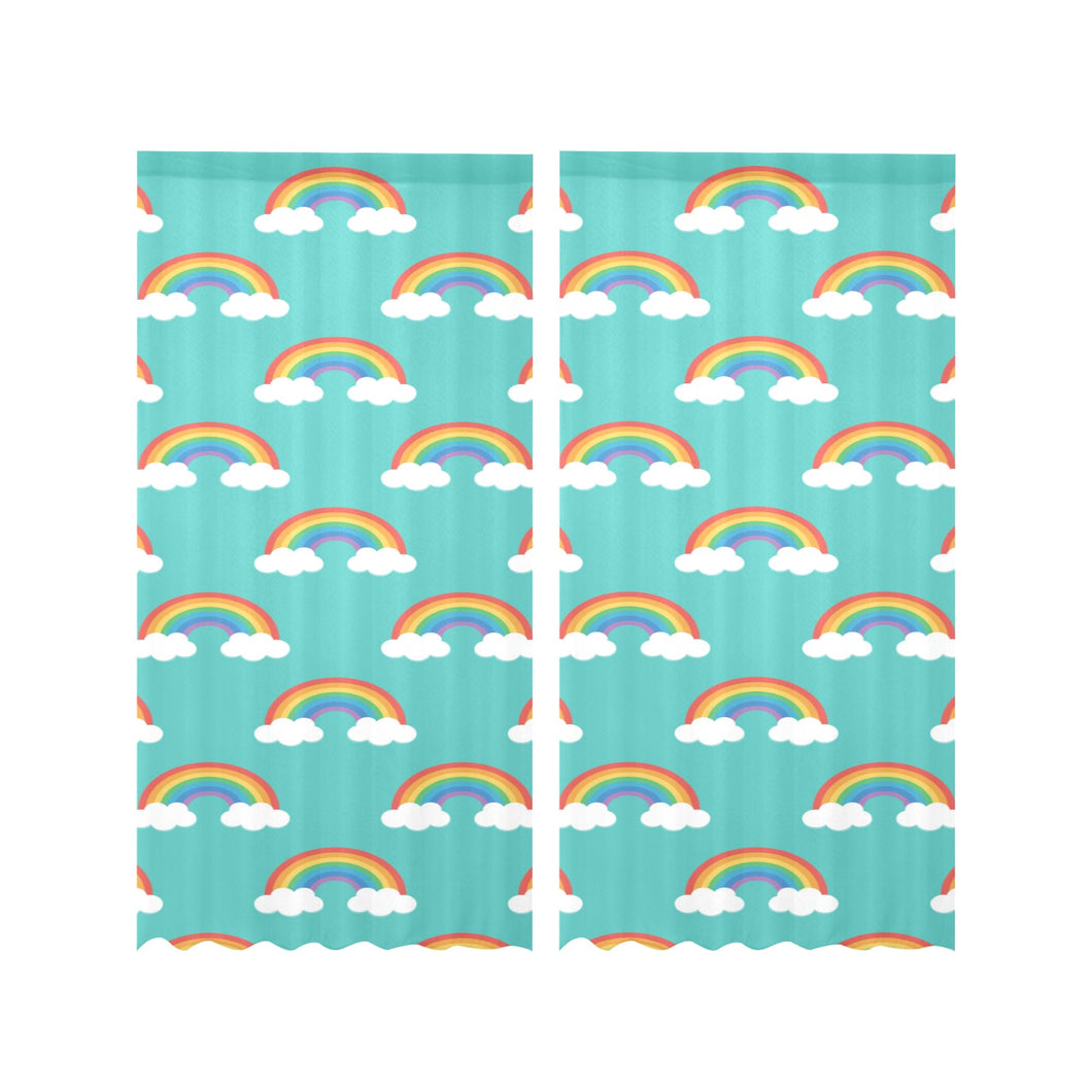 Rainbow pattern green background Gauze Curtain