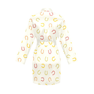 Horseshoes Pattern Print Design 02 Women's Long Sleeve Belted Night Robe