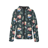 Cute sloths sleeping christmas ball santa hat patt Women's Padded Hooded Jacket