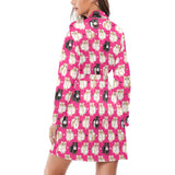 Guinea Pig Pattern Print Design 01 Women's Long Sleeve Belted Night Robe