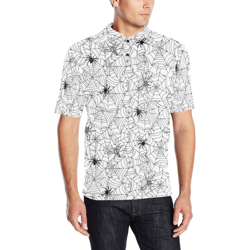 Spider web cobweb pattern Men's All Over Print Polo Shirt