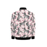 Zebra pink flower background Kids' Boys' Girls' Bomber Jacket