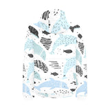 Cute dolphins Childish Style pattern Men's Padded Hooded Jacket