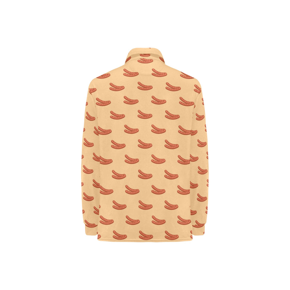 Sausage Pattern Print Design 03 Women's Long Sleeve Polo Shirt
