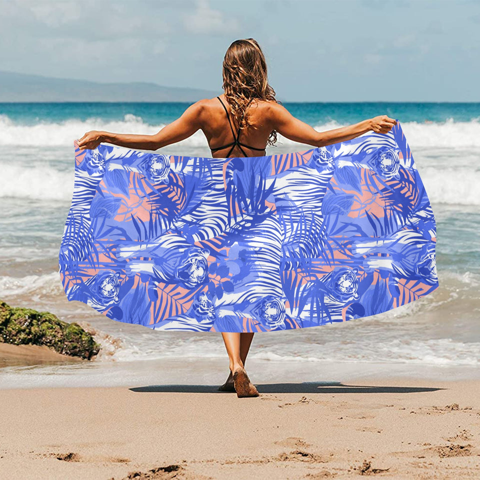 white bengal tigers pattern Beach Towel