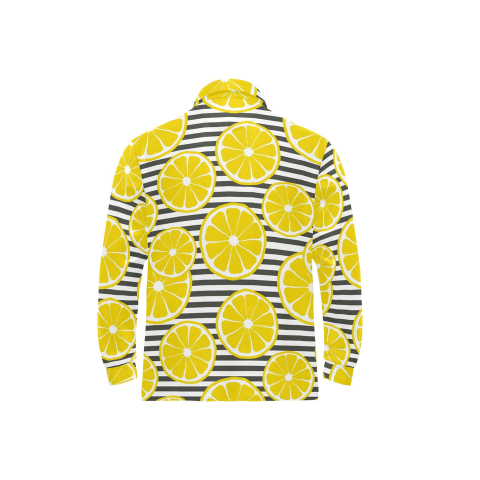 slice of lemon design pattern Men's Long Sleeve Polo Shirt