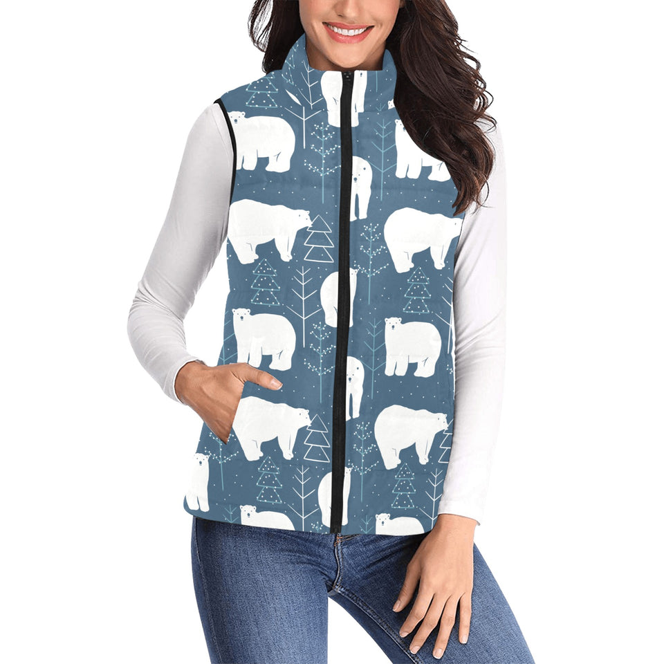 polar bear mother her child pattern Women's Padded Vest
