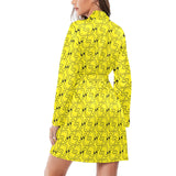 Duck Pattern Print Design 02 Women's Long Sleeve Belted Night Robe